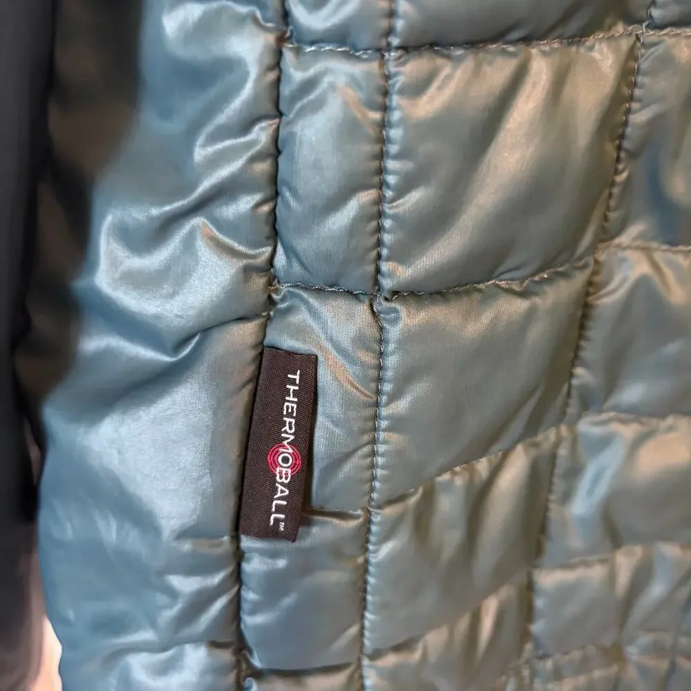 North Face Thermoball Insulated Jacket Mens Medium Teal Blue Full Zip Quilted